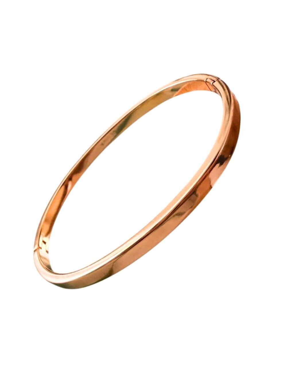 Modern Squoval Hinged Bangle Bracelet – Rose Gold Plated | Geometric Minimalist